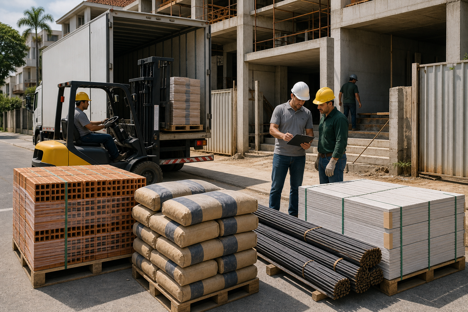 Entrega de materiais em obra